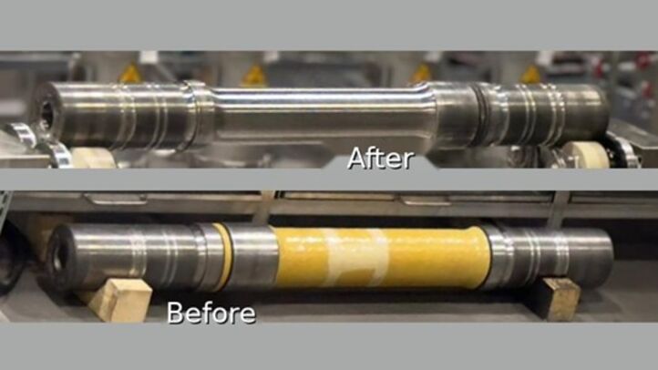 Bare-metal surface of wheelset axles for subsequent ultrasonic and magnetic particle testing in rail maintenance