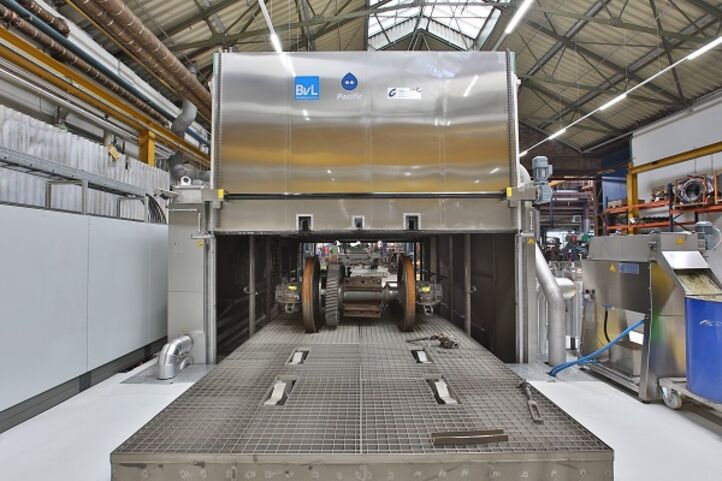 Pacific washing system for the automated cleaning of wheelsets